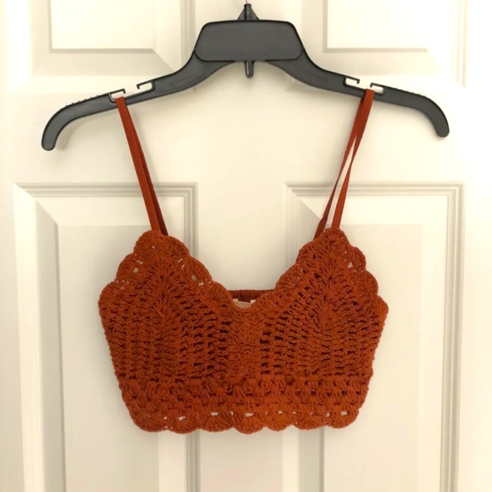 NWOT BOG Collective Band Of Gypsies Burgundy Red Boho Crochet Crop Top/Bralette